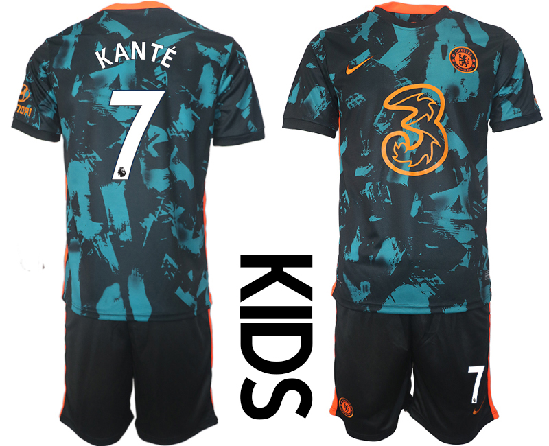 Youth 2021-2022 Club Chelsea FC away black #7 Soccer Jersey